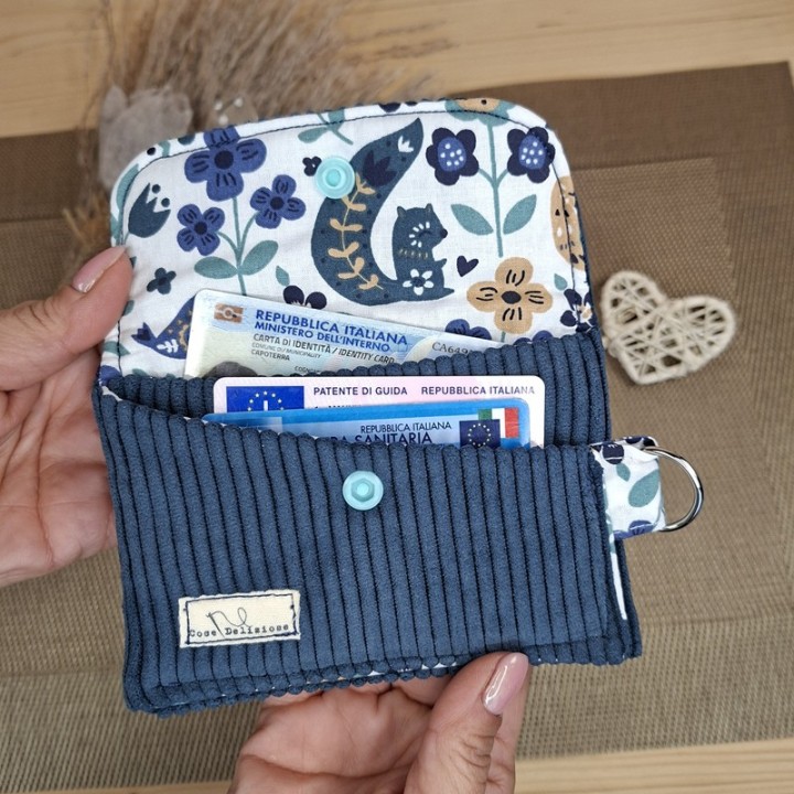 Porta Badge Velluto Blu